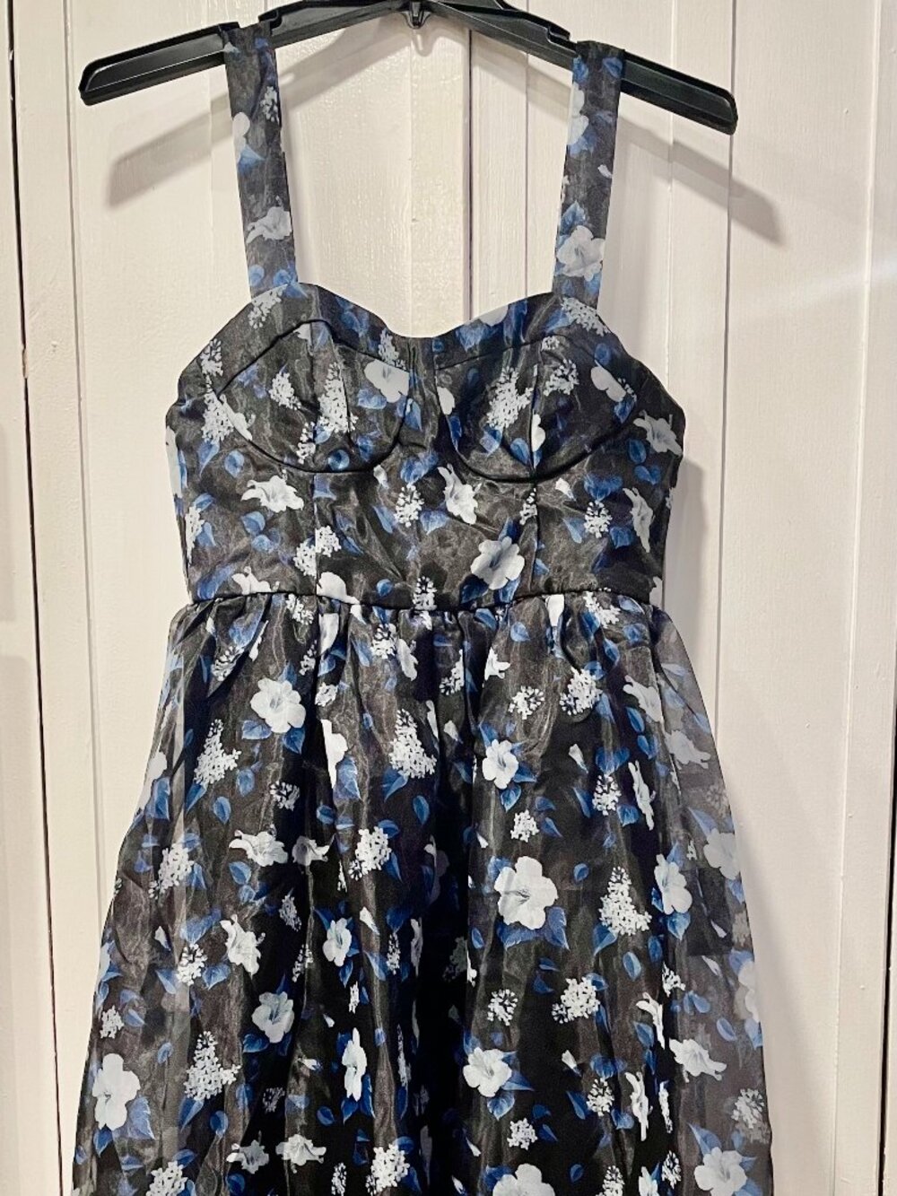 NWT! Lulus Fully Lined Floral Organza Bustier Midi Dress With Adjustable Straps
